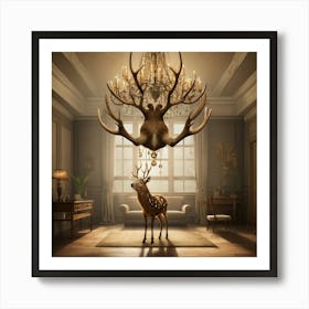 Deer In A Room 6 Art Print