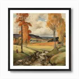 Autumn Landscape 1915 By Magnus Enckell Cartoon Art Print 0 Art Print