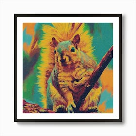 Squirrel On A Branch Art Print