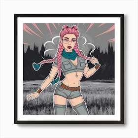 Girl With Pink Hair 1 Art Print