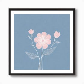 A White And Pink Flower In Minimalist Style Square Composition 180 Art Print