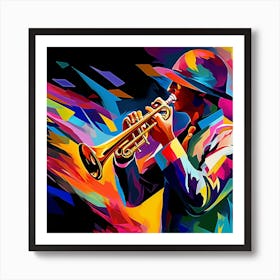 Jazz Musician Playing Trumpet 2 Art Print