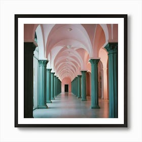 Pink Hallway - Pink Stock Videos & Royalty-Free Footage 2 Art Print