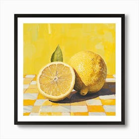 Lemon Yellow Checkerboard 3 Art Print