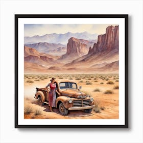 Woman In The Desert Art Print