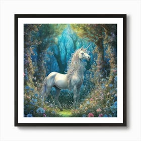 Unicorn In The Forest 1 Art Print