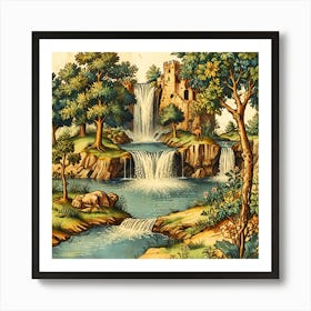 Waterfall In The Forest 2 Art Print