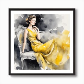 Woman In A Yellow Dress Art Print