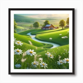 Daisies In The Field Art Print