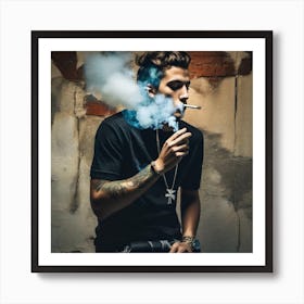 Man Smoking A Cigarette Art Print