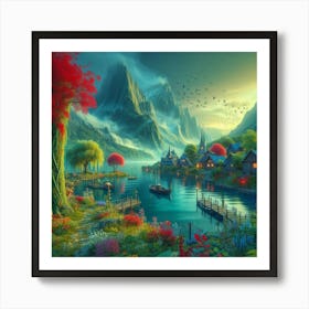 The  village by the sea  Art Print