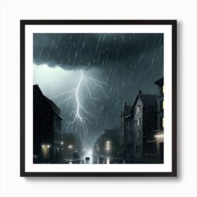 Lightning Storm In The City Art Print