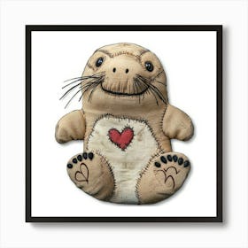 Patchwork Cartoon Baby Walrus 7 Art Print