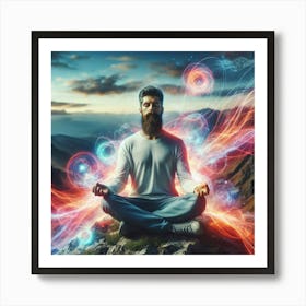 Meditation Man In Lotus Position Art Print