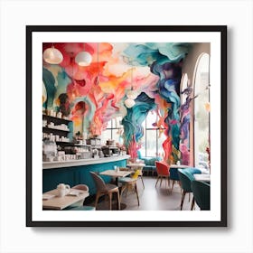 Colorful Cafe Interior Design 1 Art Print