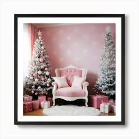 Pink Christmas Room 2 Art Print