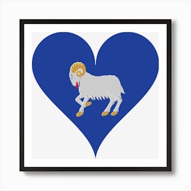 Faroe Islands Sheep S Islands Love Heart Coat Of Arms Heart Shaped Art Print