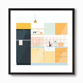 Kitchen Interior Flat Vector Illustration 3 Art Print