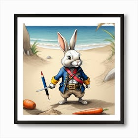 Rabbit On The Beach 2 Art Print