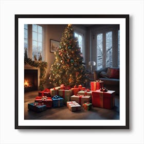 Christmas Tree In The Living Room 74 Art Print