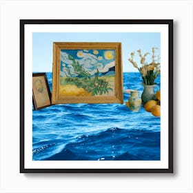 Vincent Van Gogh - The Starry Night on the wave of the sea modern art Art Print