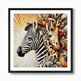 Abstract Zebra and Giraffe Art Print