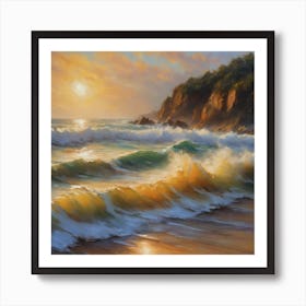 Sunset At The Beach 1 Art Print