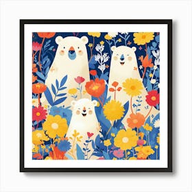 Polar Bears In The Garden Art Print