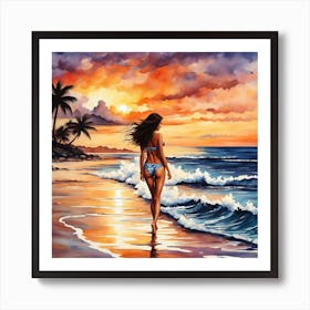 Sunset On The Beach Art Print