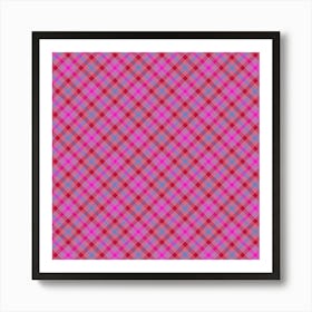 Pink Plaid Fabric 1 Art Print