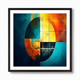 A painting of a circle with a blue background Art Print