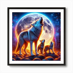 Papa and bubby Wolf Art Print