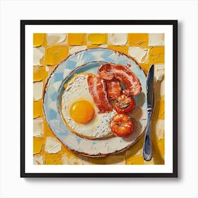 Full English Breakfast Yellow Checkerboard 3 Art Print