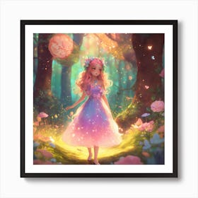 Fairy Girl In The Forest Art Print