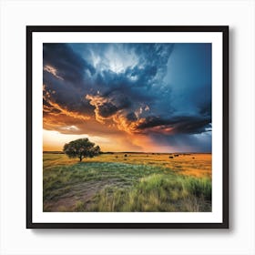 Storm Clouds Over The Plains Art Print