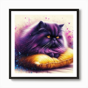 Purple Cat Painting Art Print