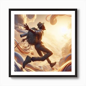 Man Flying Through The Clouds Art Print