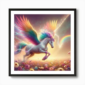 Unicorn In The Meadow Art Print