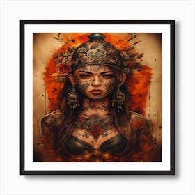 Tattooed Woman Art Print