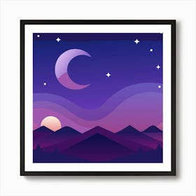 A Serene Night Sky With A Gentle Gradient From Dee Art Print