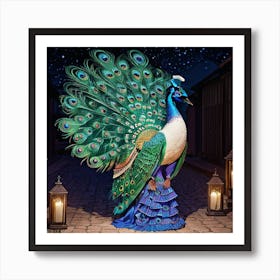 Peacock At Night Art Print