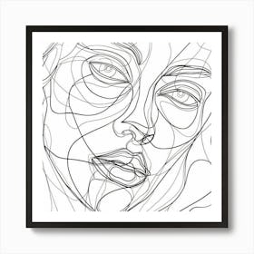 Abstract Drawing Of A Woman'S Face Art Print