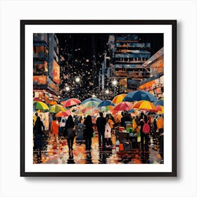 Rainy Night In Tokyo Art Print