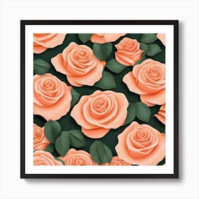 Paper Roses Seamless Pattern Art Print