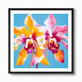 Andy Warhol Style Pop Art Flowers Orchid 2 Square Art Print