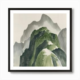 Japanese Watercolour Of Mount Nantai 7 Art Print