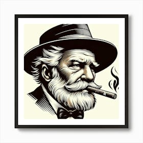 Old Man Smoking A Cigar Art Print