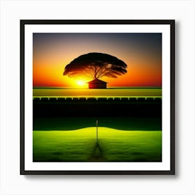 Sunset At The Golf Course 1 Art Print