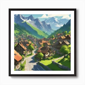 Village In The Mountains 1 Art Print