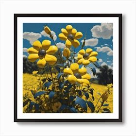 Yellow Flowers In A Field 25 Art Print